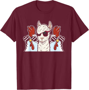 Chicken Llama Cool Alpaca - Lamaist Animal Llama T-Shirt - T-Shirt | Maroon