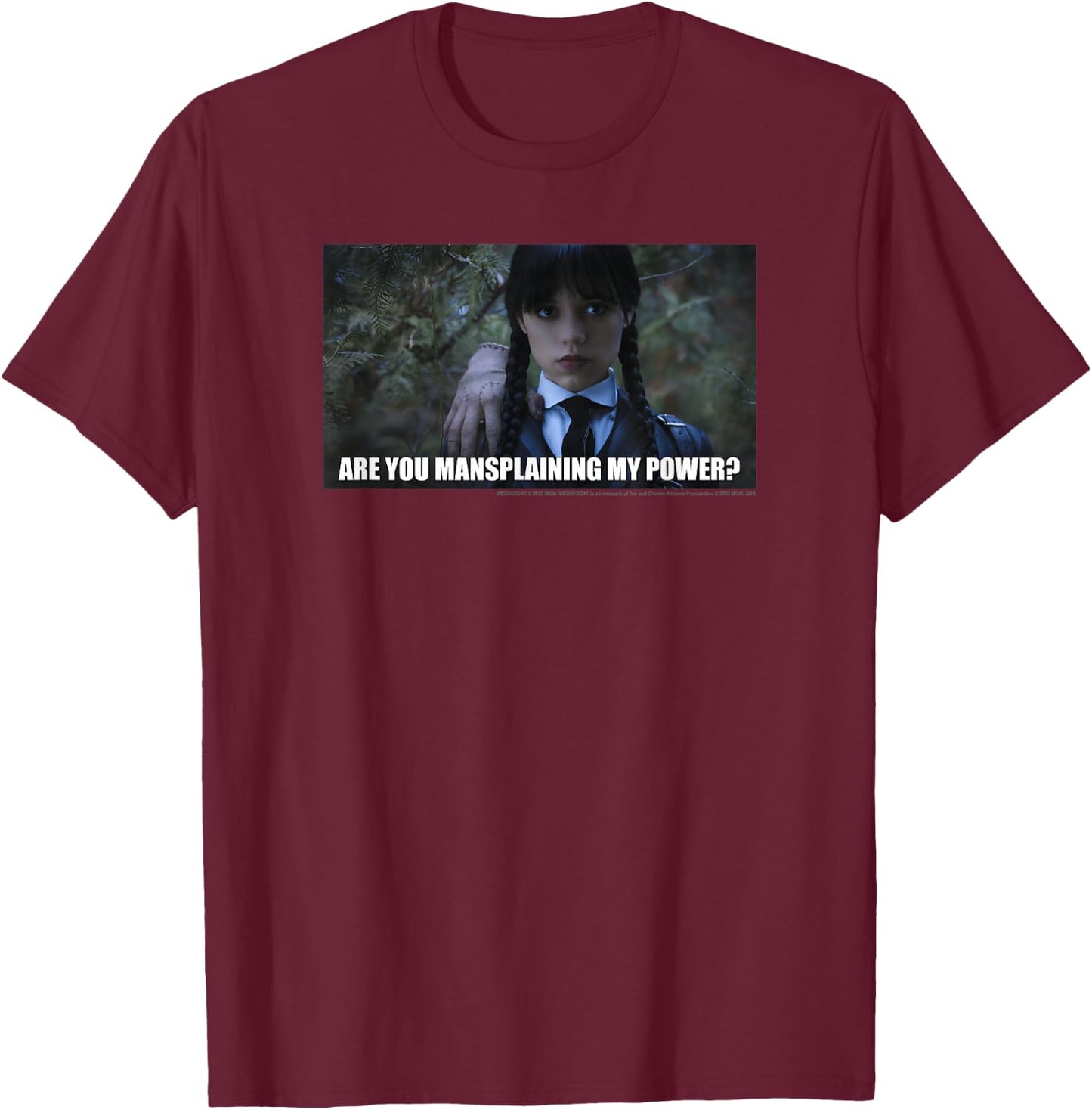 Wednesday are You Mansplaining My Power Photoreal Wednesday Small T-Shirt - T-Shirt | Maroon