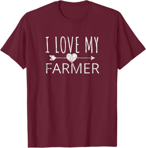 I Love My Farmer Quote Farmer's Wife Girlfriend Husband T-Shirt - T-Shirt | Maroon
