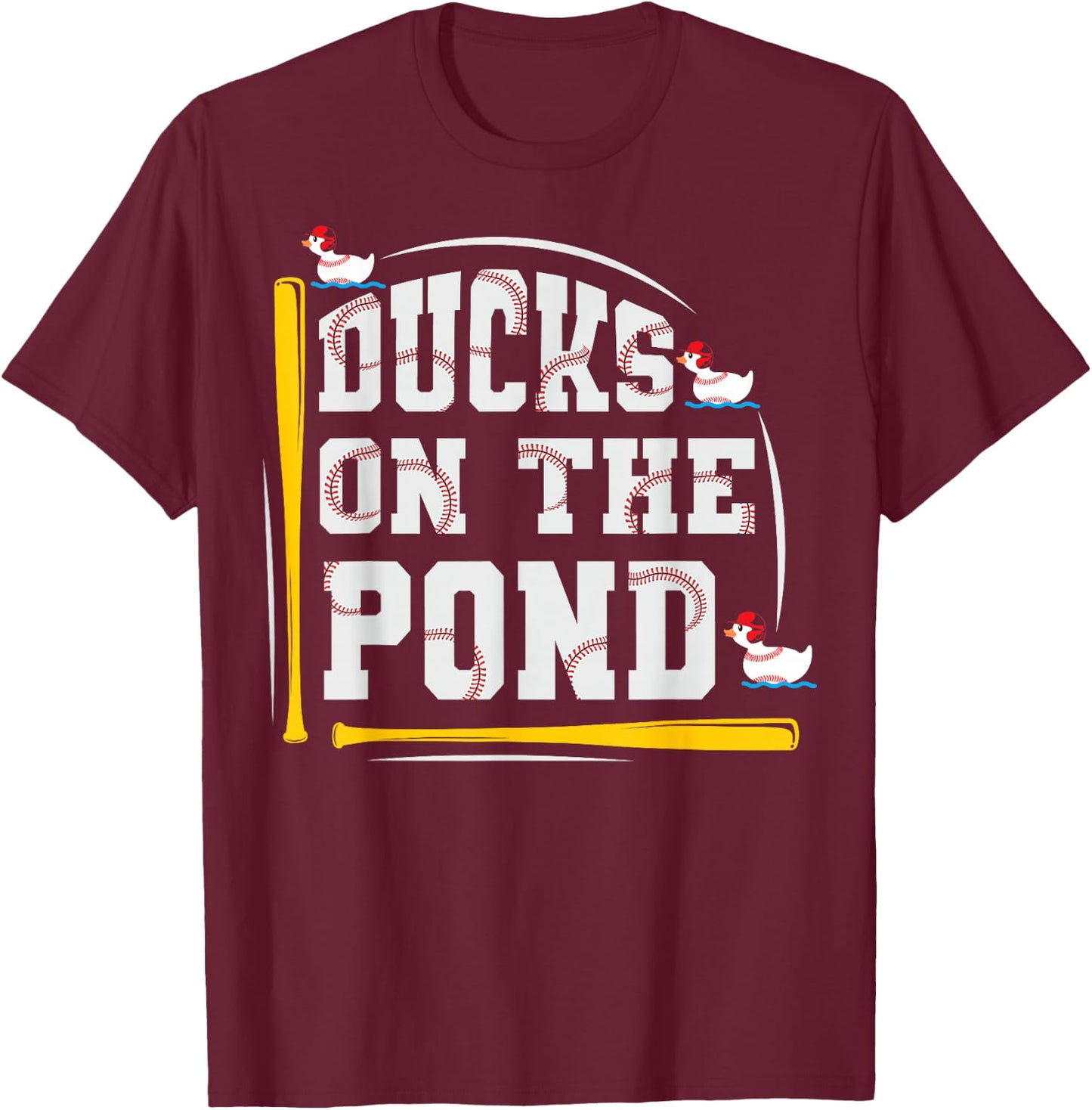 Ducks on the pond Design for a Baseball player T-Shirt - T-Shirt | Maroon