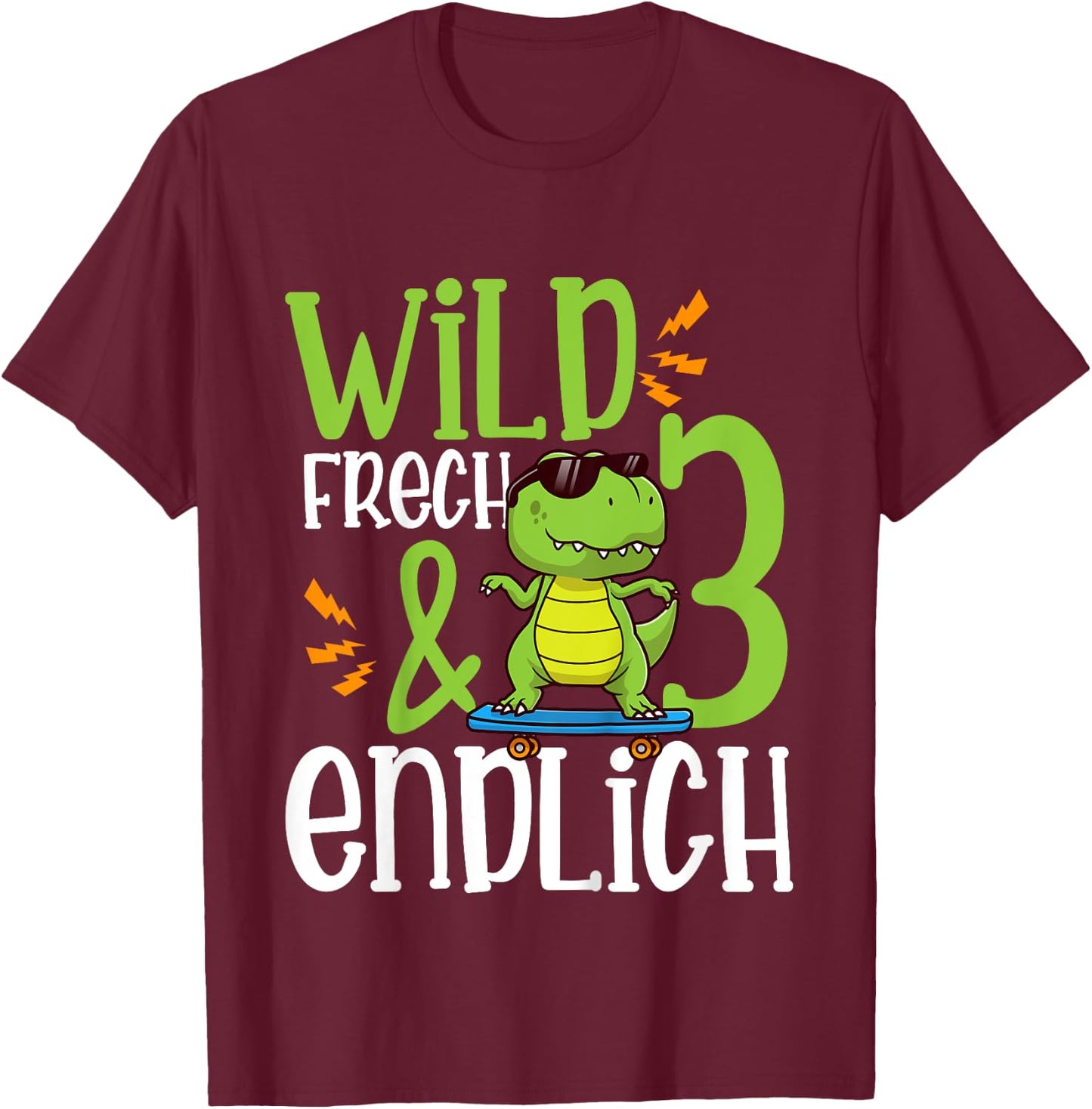 Children's Wild Cheeky & Finally 3rd Birthday, black T-Shirt - T-Shirt | Maroon