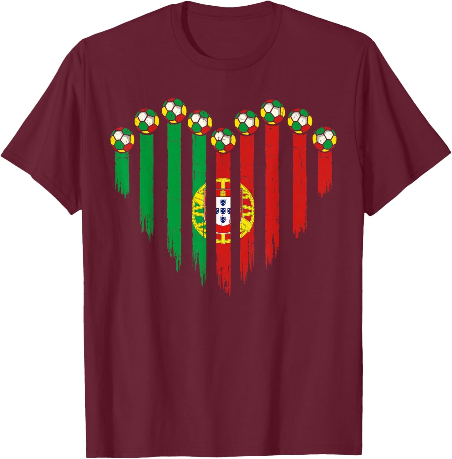 Portuguese Flag Novelty Portugal T-Shirt - T-Shirt | Maroon