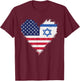 Vintage Grunge American Israel Alliance Flags in Heart T-Shirt - T-Shirt | Maroon