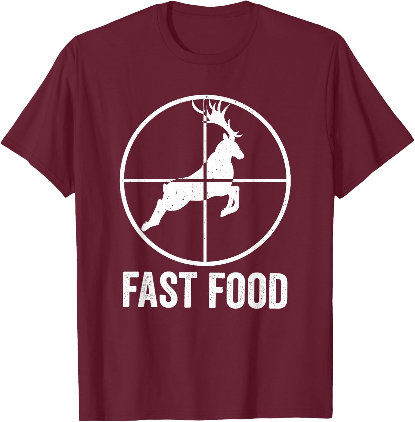 Deer Bow Hunting Fast Food Fun Hunter Christmas Men Gift T-Shirt - T-Shirt | Maroon