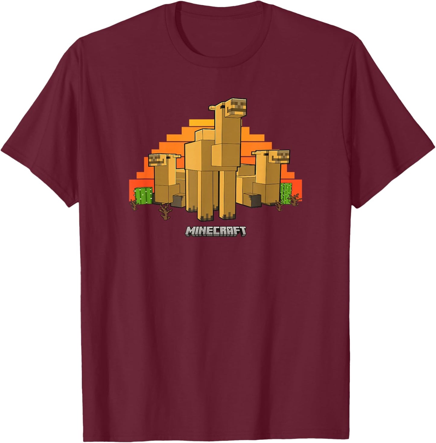 Minecraft Vanilla Camel's Chilling In The Desert Portrait T-Shirt - T-Shirt | Maroon