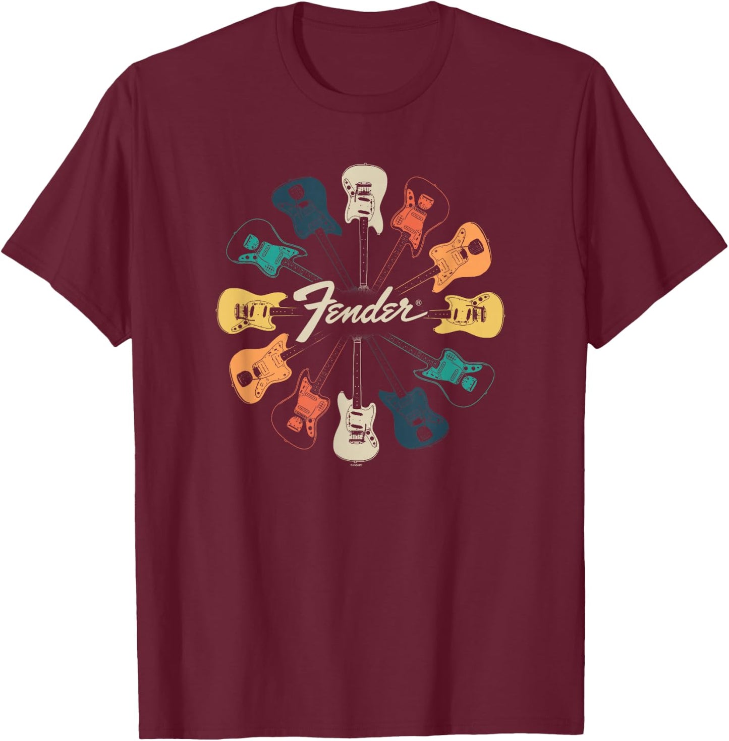 Fender Retro Guitar Kaleidoscope T-Shirt - T-Shirt | Maroon