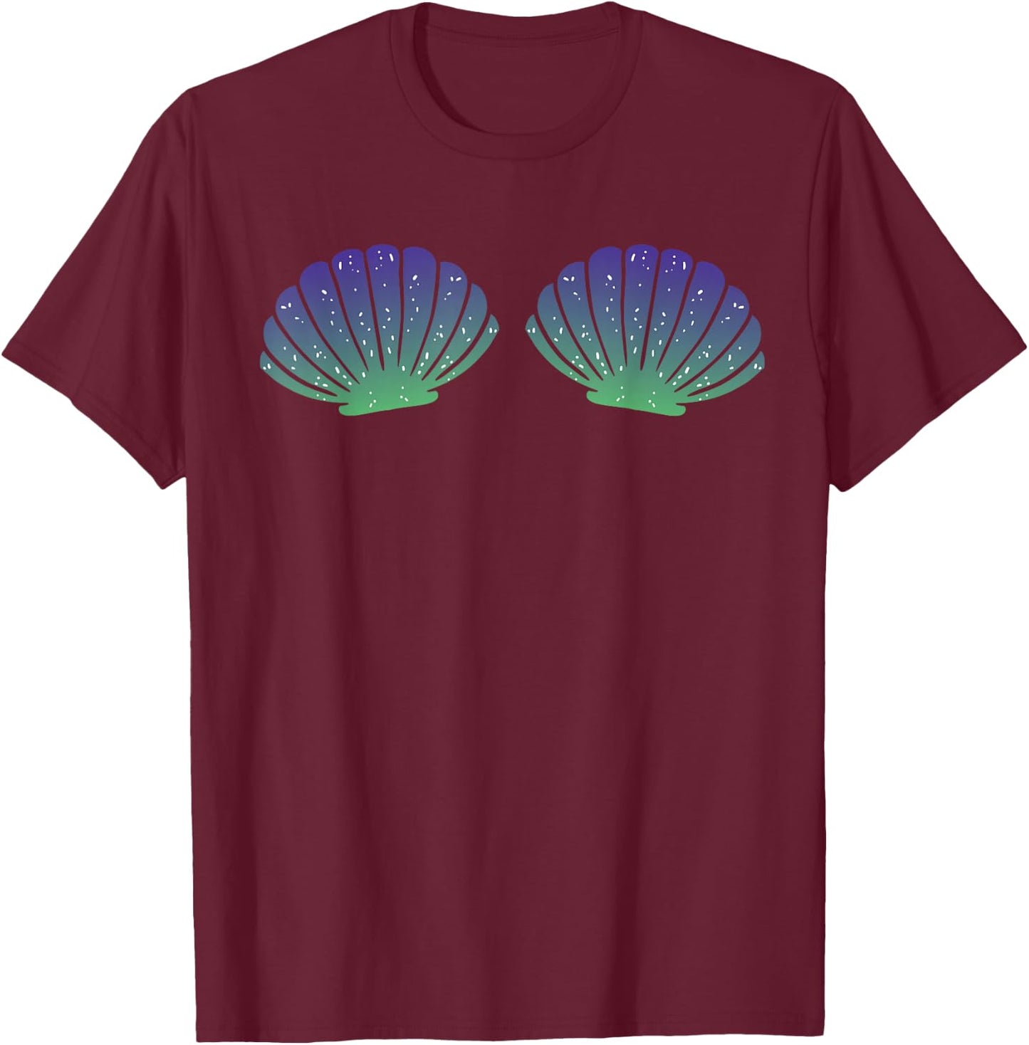 Mermaid Halloween Costume Sea Shells Bra Girls T-Shirt - T-Shirt | Maroon