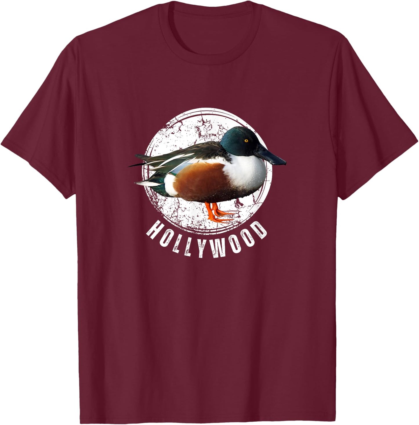 Duck Hunting Shirt Shoveler Spoonbill Spoonie Hollywood T-Shirt - T-Shirt | Maroon