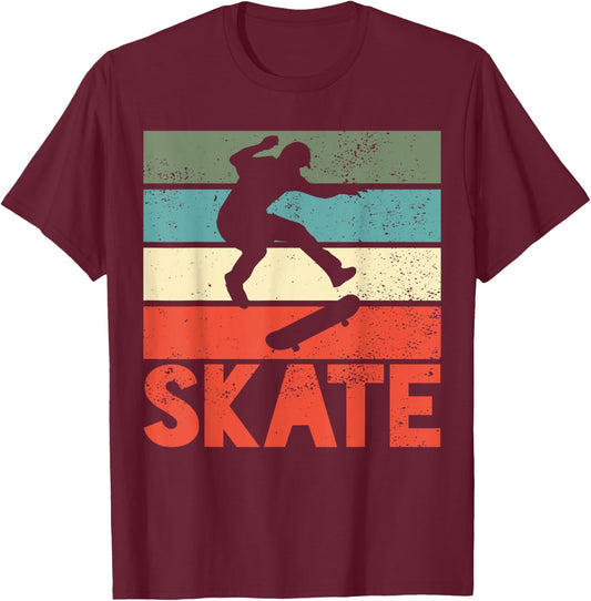 Skate Skateboard Skateboarding Skateboarder Retro Gift T-Shirt - T-Shirt | Maroon