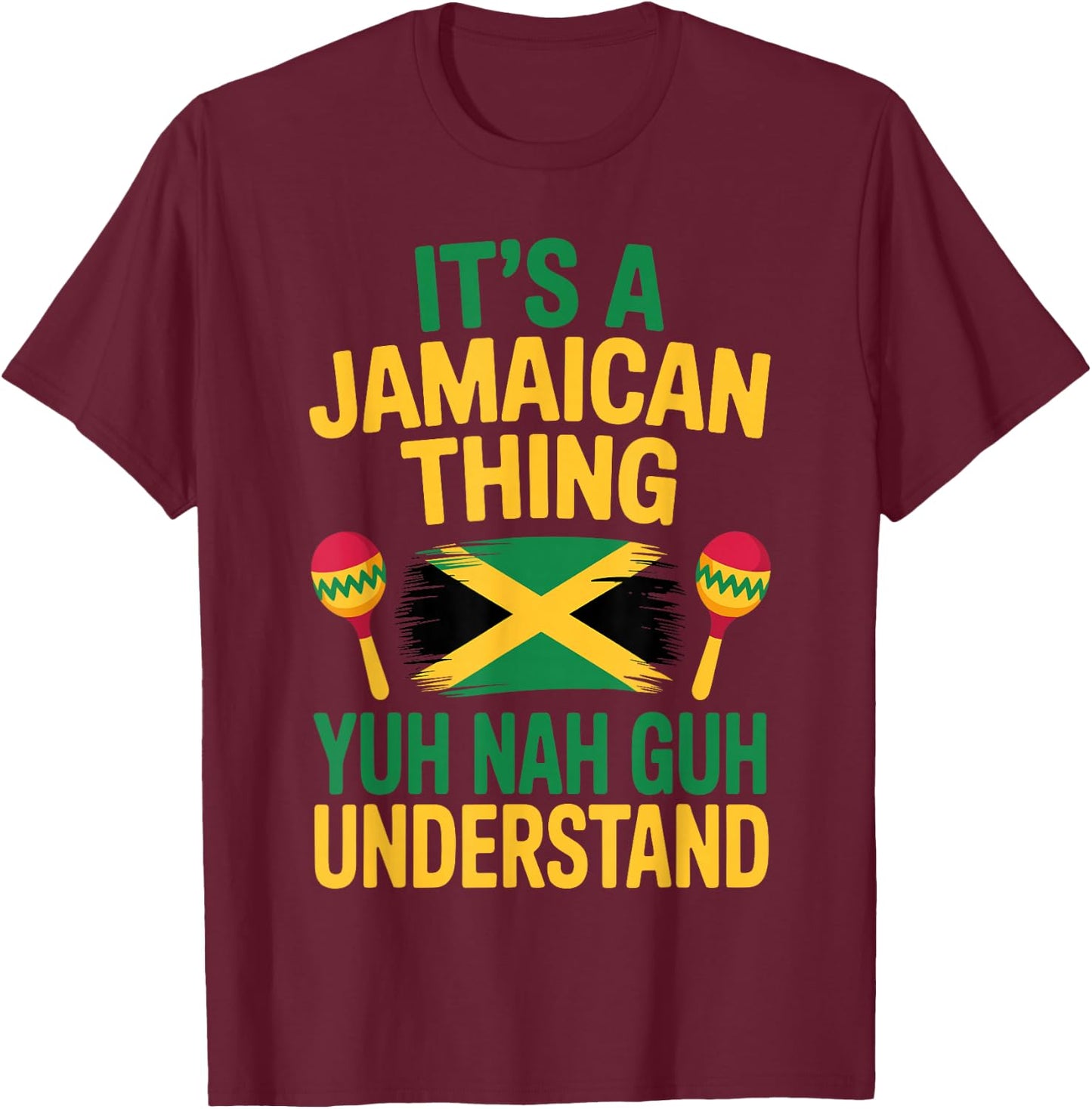 Cool Jamaican Design Women Jamaica Flag Jamaican T-Shirt - T-Shirt | Maroon