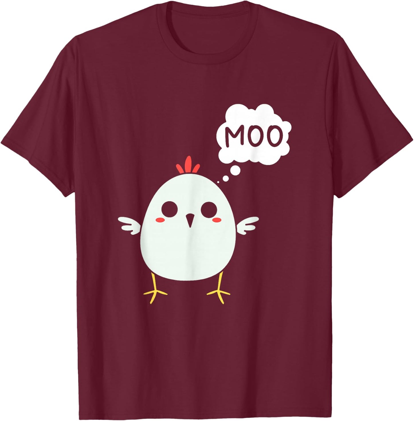 Funny Chicken Says Moo | Cow Chicken Kids T-Shirt - T-Shirt | Maroon