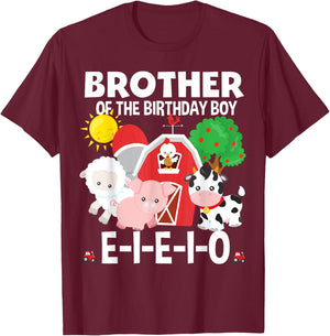 Brother Birthday Boy Old MacDonald Birthday Party Matching T-Shirt - T-Shirt | Maroon