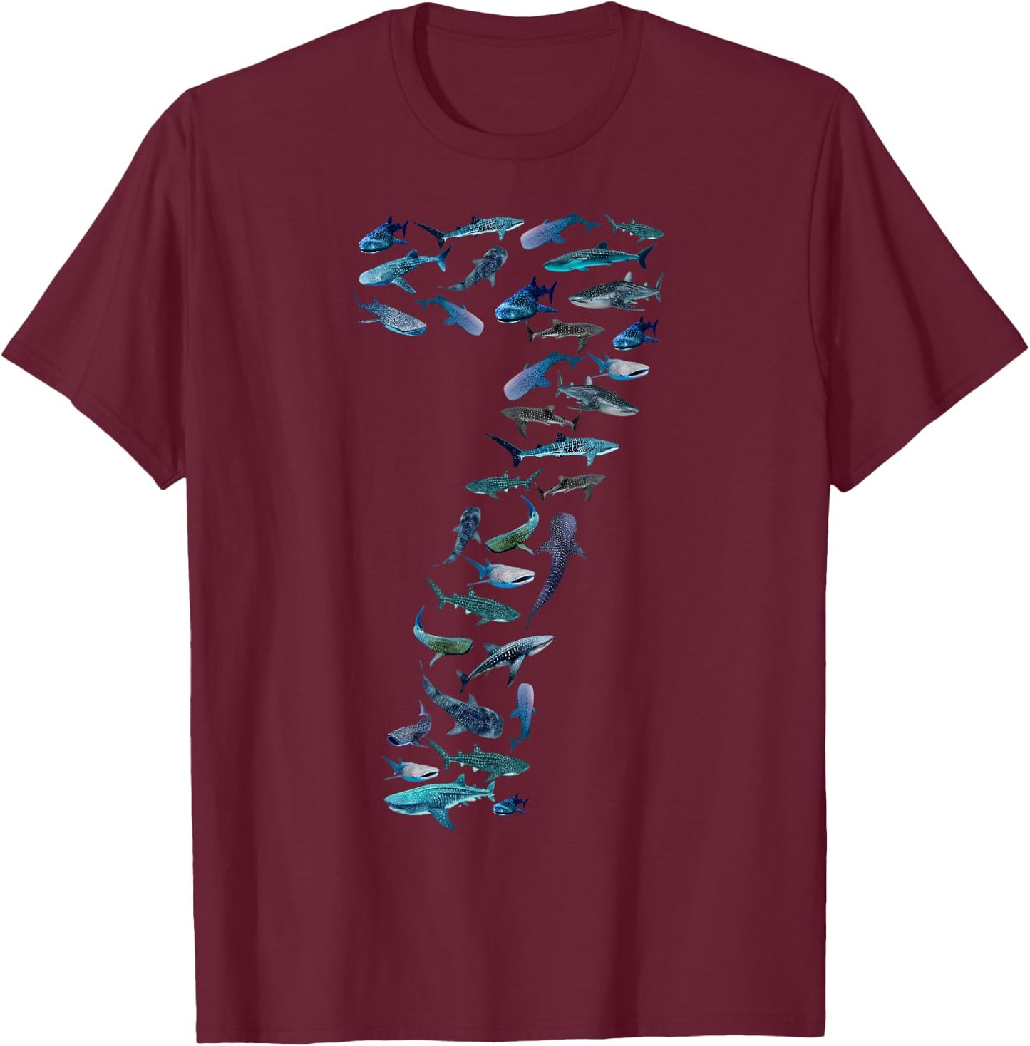7th Birthday Boy Seven-Year-Old Sea Ocean Fish Whale Shark T-Shirt - T-Shirt | Maroon