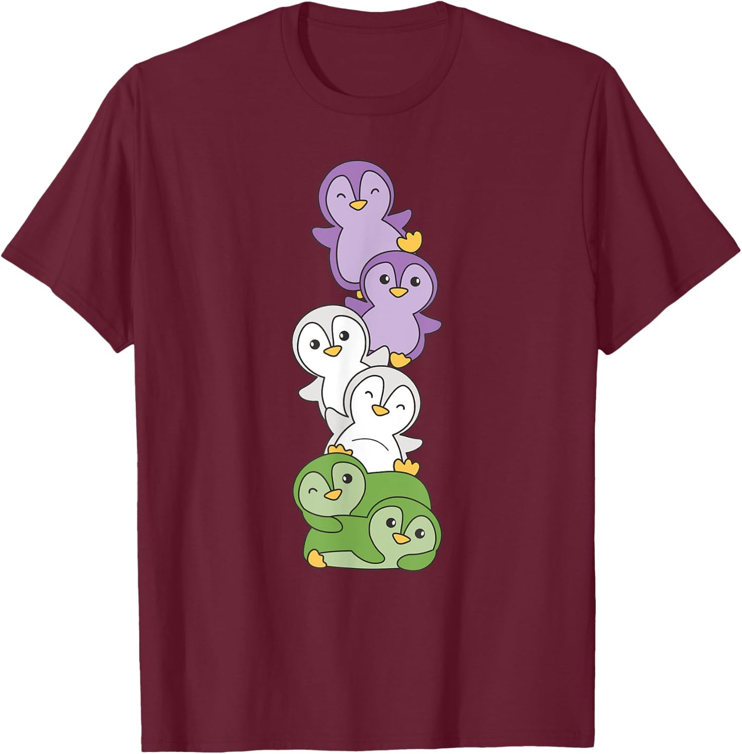 Genderqueer Flag Gay Pride Month Lgbtq Genderqueer Penguin T-Shirt - T-Shirt | Maroon