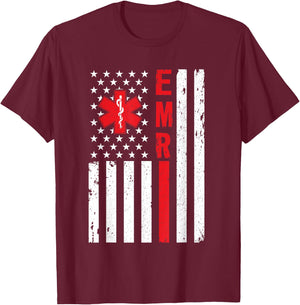 Emergency Medical Responder American EMR Ambulance Driver T-Shirt - T-Shirt | Maroon