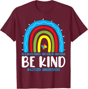 Be Kind Autism Awareness Rainbow Leopard Choose Kindness T-Shirt - T-Shirt | Maroon