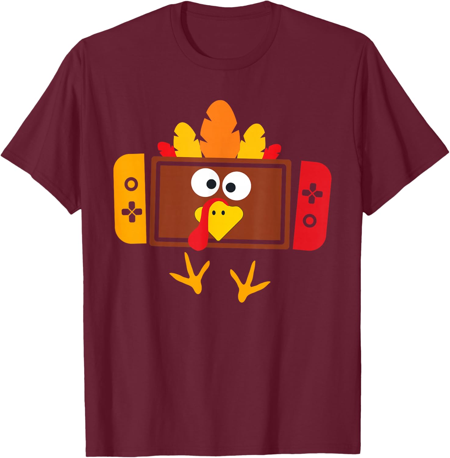 Video Games Thanksgiving Fall turkey gaming T-Shirt - T-Shirt | Maroon
