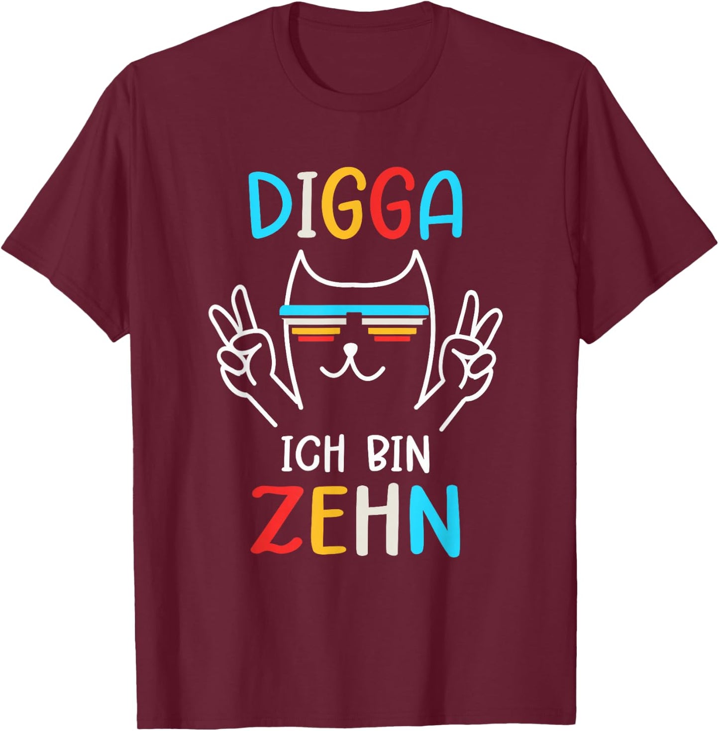 10 Jahre Geburtstag Junge Digga Ich Bin Zehn T-Shirt - T-Shirt | Maroon