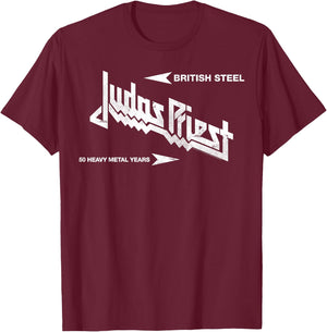 Judas Priest British Steel Olive , Green, s T-Shirt - T-Shirt | Maroon