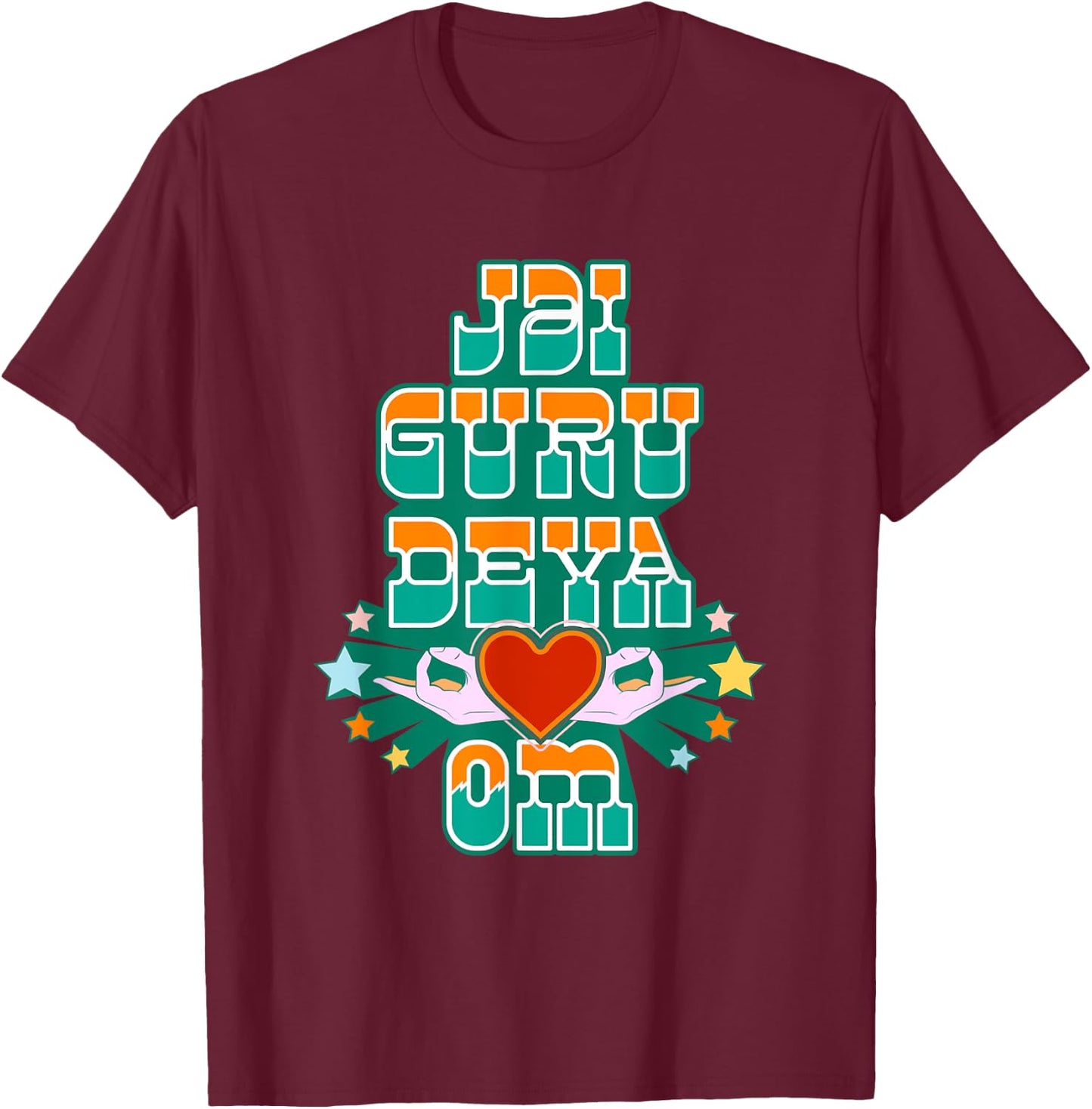 Jai Guru Deva Om T-Shirt - T-Shirt | Maroon