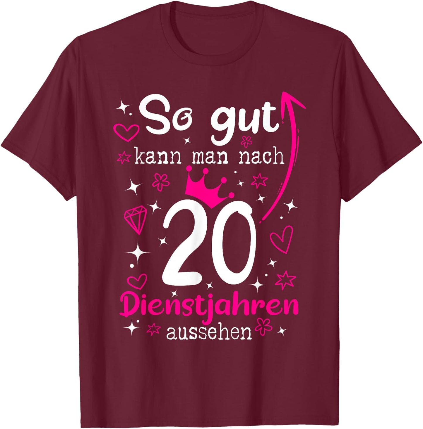 Firmenjubiläum 20 Jähriges Dienstjubiläum 20 Years Anniversary , black, s T-Shirt - T-Shirt | Maroon