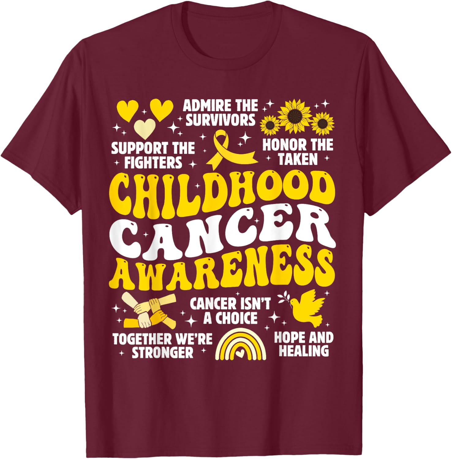 Support Fighters Childhood Cancer Awareness Men Women & Kids T-Shirt - T-Shirt | Maroon