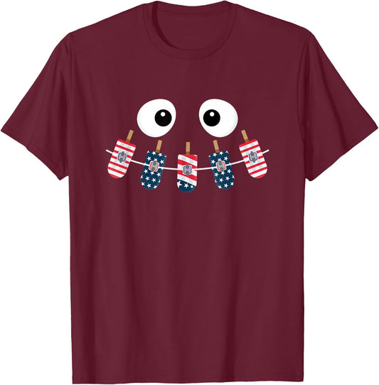Orthodontist 4th of July Dental Brace Rubber Bands Popsicle T-Shirt - T-Shirt | Maroon