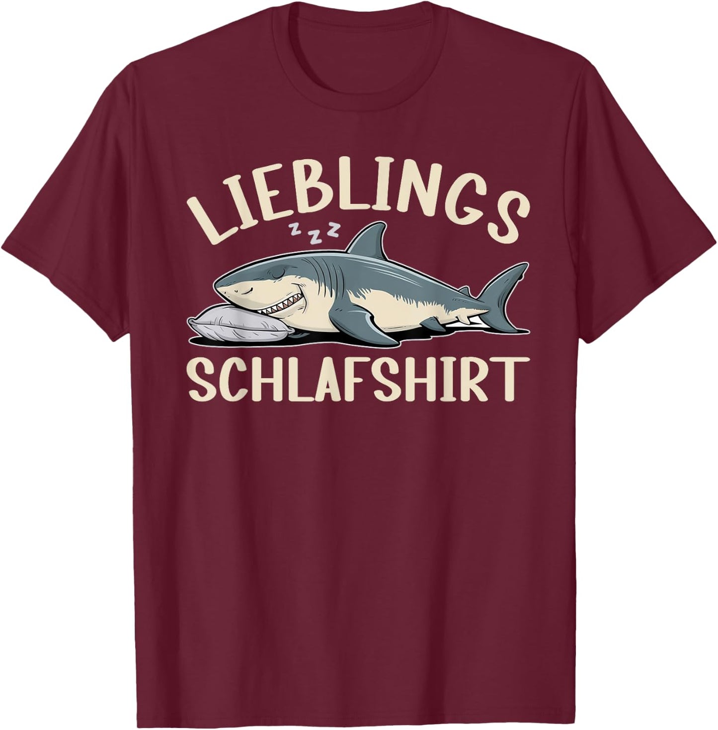 Offizielles Schlafshirt Lustiger Hai Pyjama Schlafanzug T-Shirt - T-Shirt | Maroon