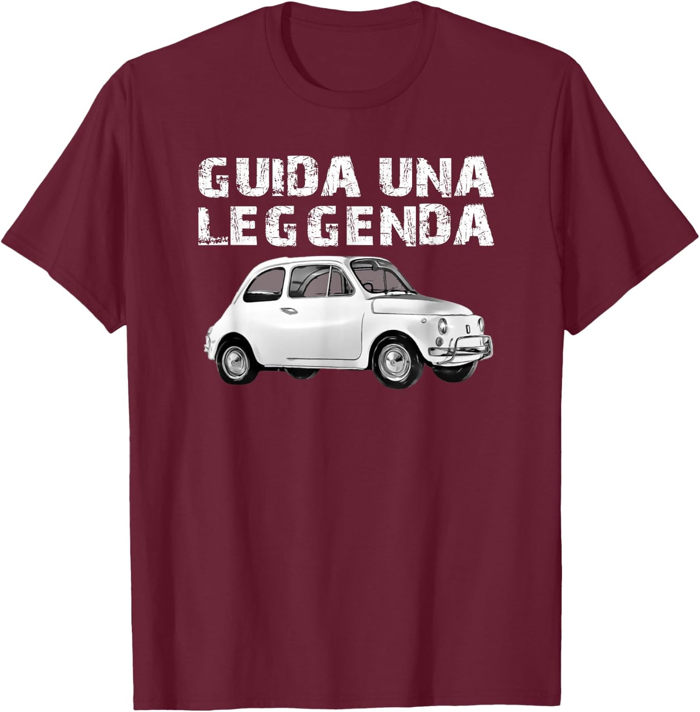 FIAT 500 , Black, S T-Shirt - T-Shirt | Maroon
