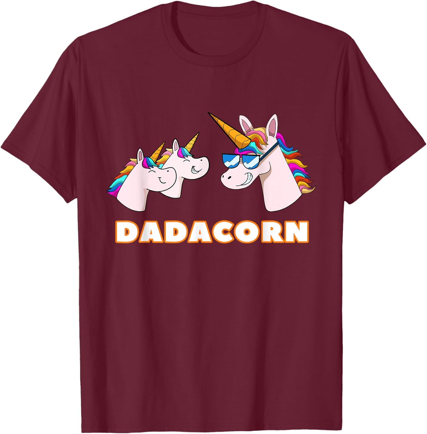Dadacorn Daddy Unicorn 2 Children Father's Day Dad T-Shirt - T-Shirt | Maroon