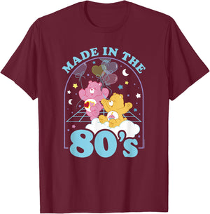 Care Bears Birthday Bear Love-A-Lot Bear Made In The 80's , Black, S T-Shirt - T-Shirt | Maroon