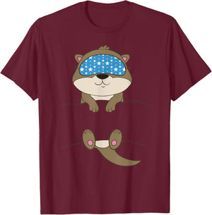 Snooring Napping Otter Shirt Official Sleeping Otter T-Shirt - T-Shirt | Maroon