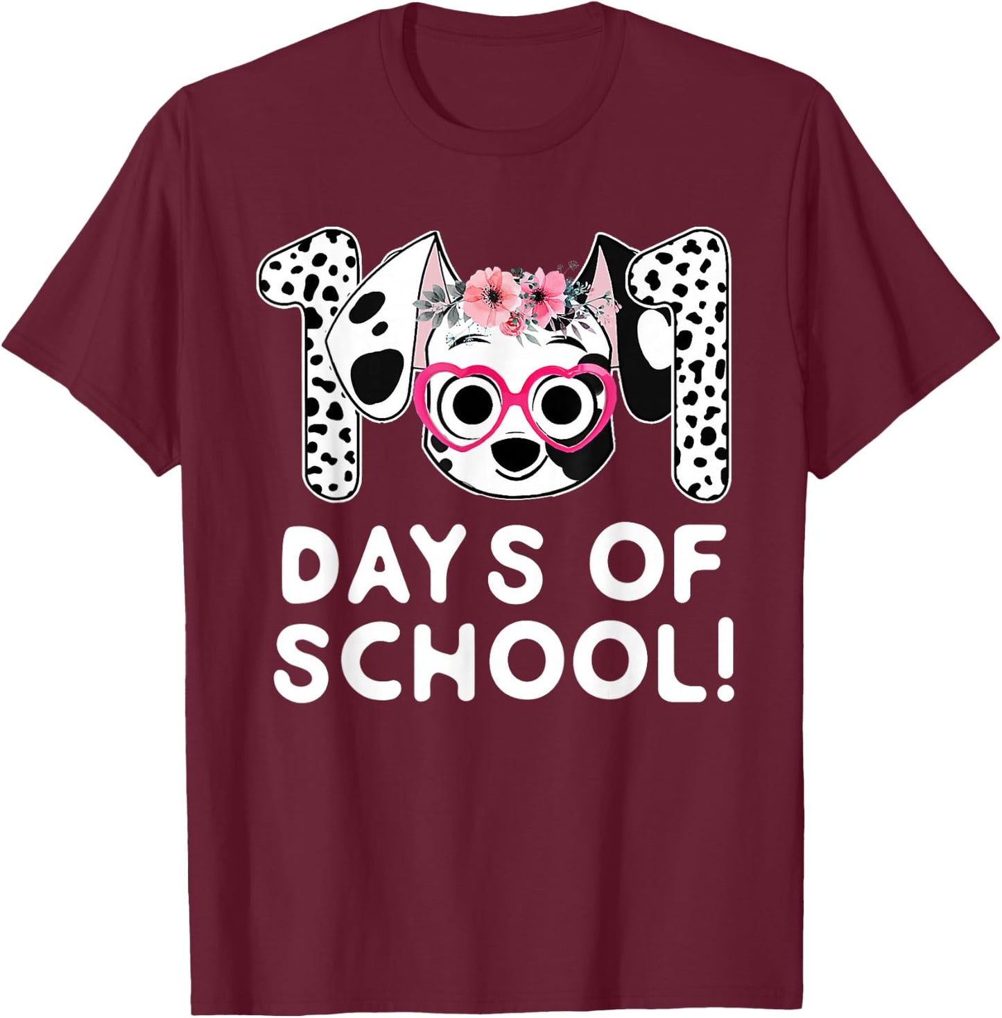 101 Days School Cute Dog Happy 100 Days Teacher Student Kids T-Shirt - T-Shirt | Maroon
