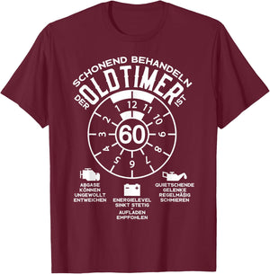 60 Years of Gentle Treat Oldtimer 60th Birthday T-Shirt - T-Shirt | Maroon