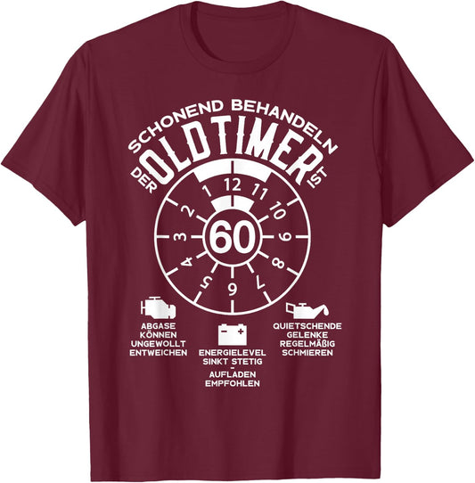 60 Years of Gentle Treat Oldtimer 60th Birthday T-Shirt - T-Shirt | Maroon