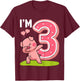 I'm 3 Years Old Dabbing Pig 3rd Birthday Party Toddler T-Shirt - T-Shirt | Maroon