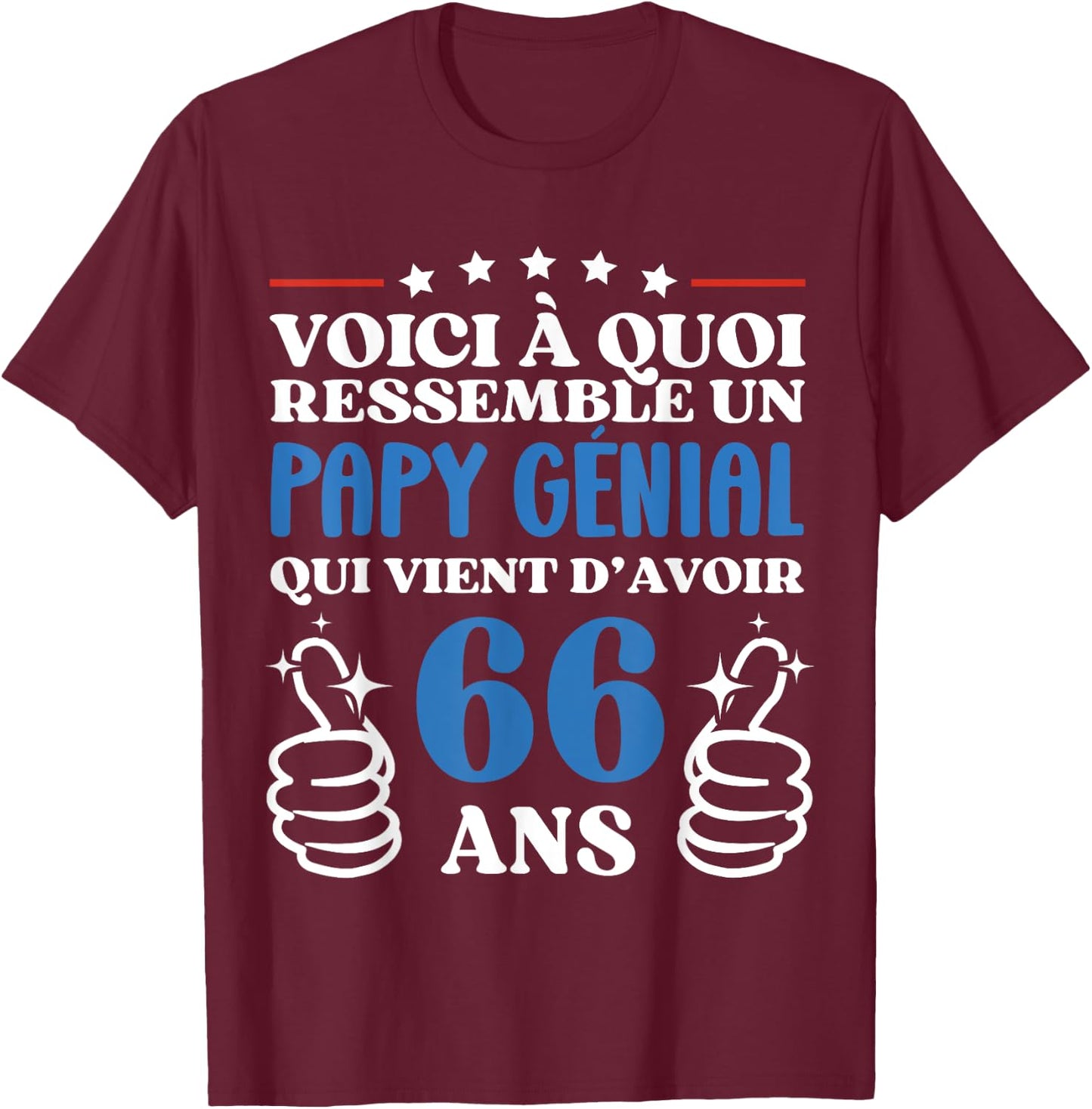 66 Years Gift Humor Birthday Grandpa Awesome , Black, S T-Shirt - T-Shirt | Maroon