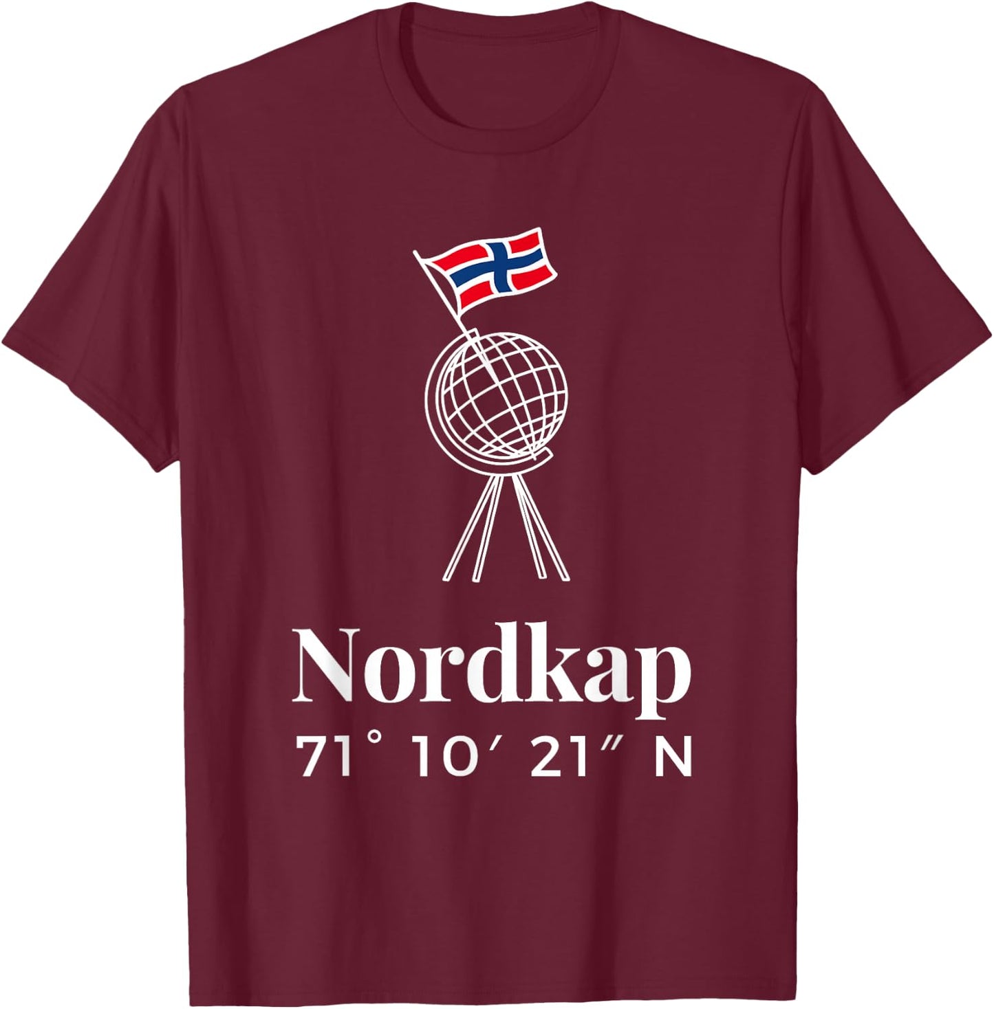 Nordkap Coordinates , black T-Shirt - T-Shirt | Maroon
