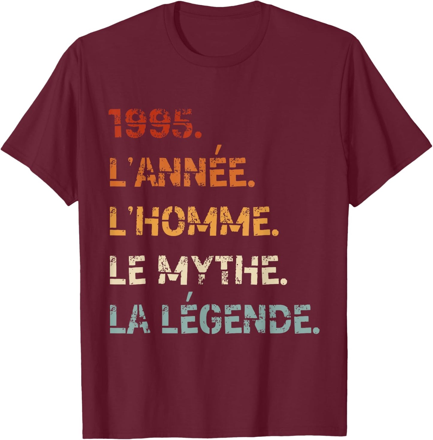 1995 Year Man Myth Legend Birthday Vintage 1995 , Black, S T-Shirt - T-Shirt | Maroon