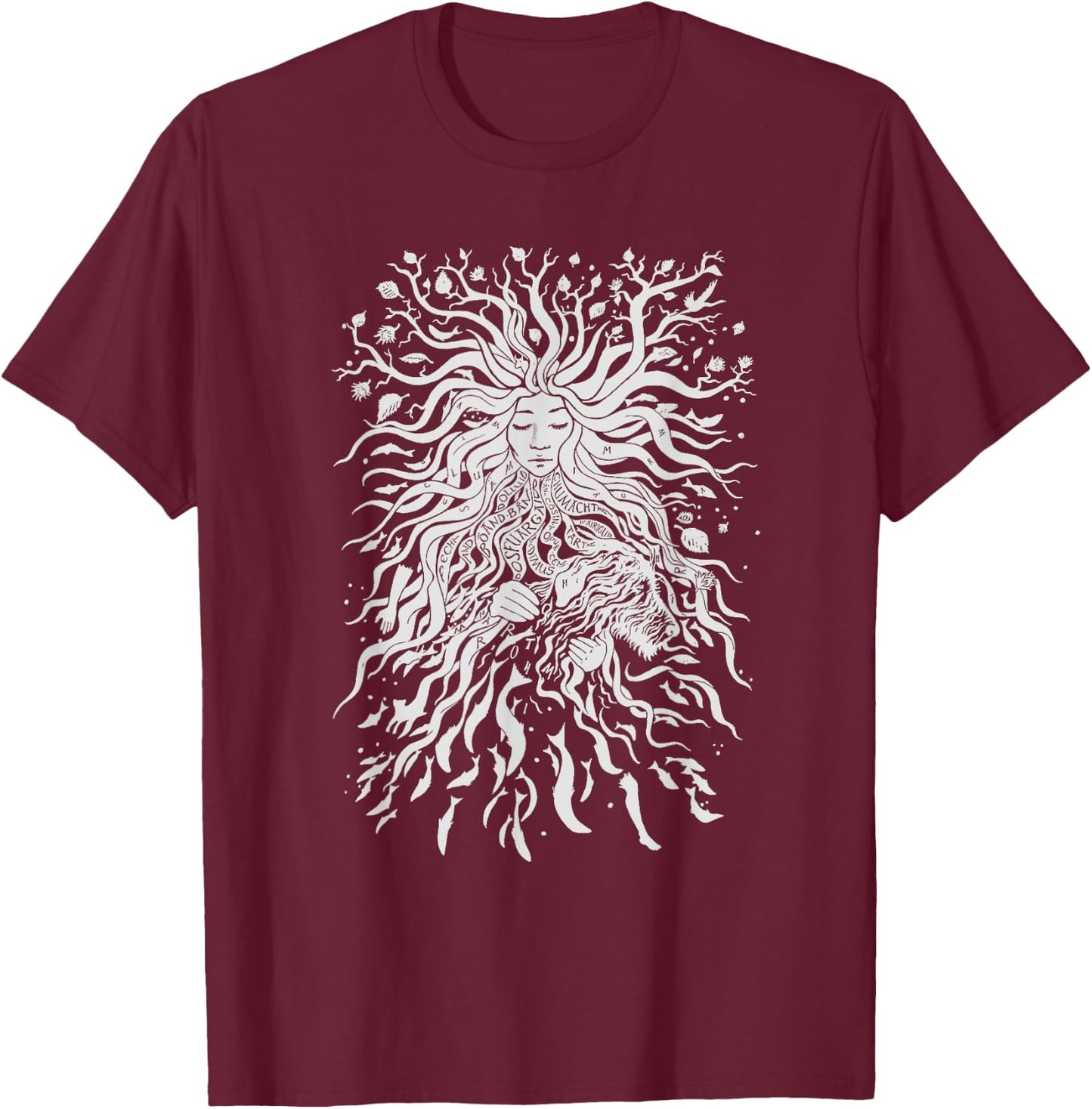 Rebel Goddess t-léine Irish River Boyne Goddess Bóinn T-Shirt - T-Shirt | Maroon