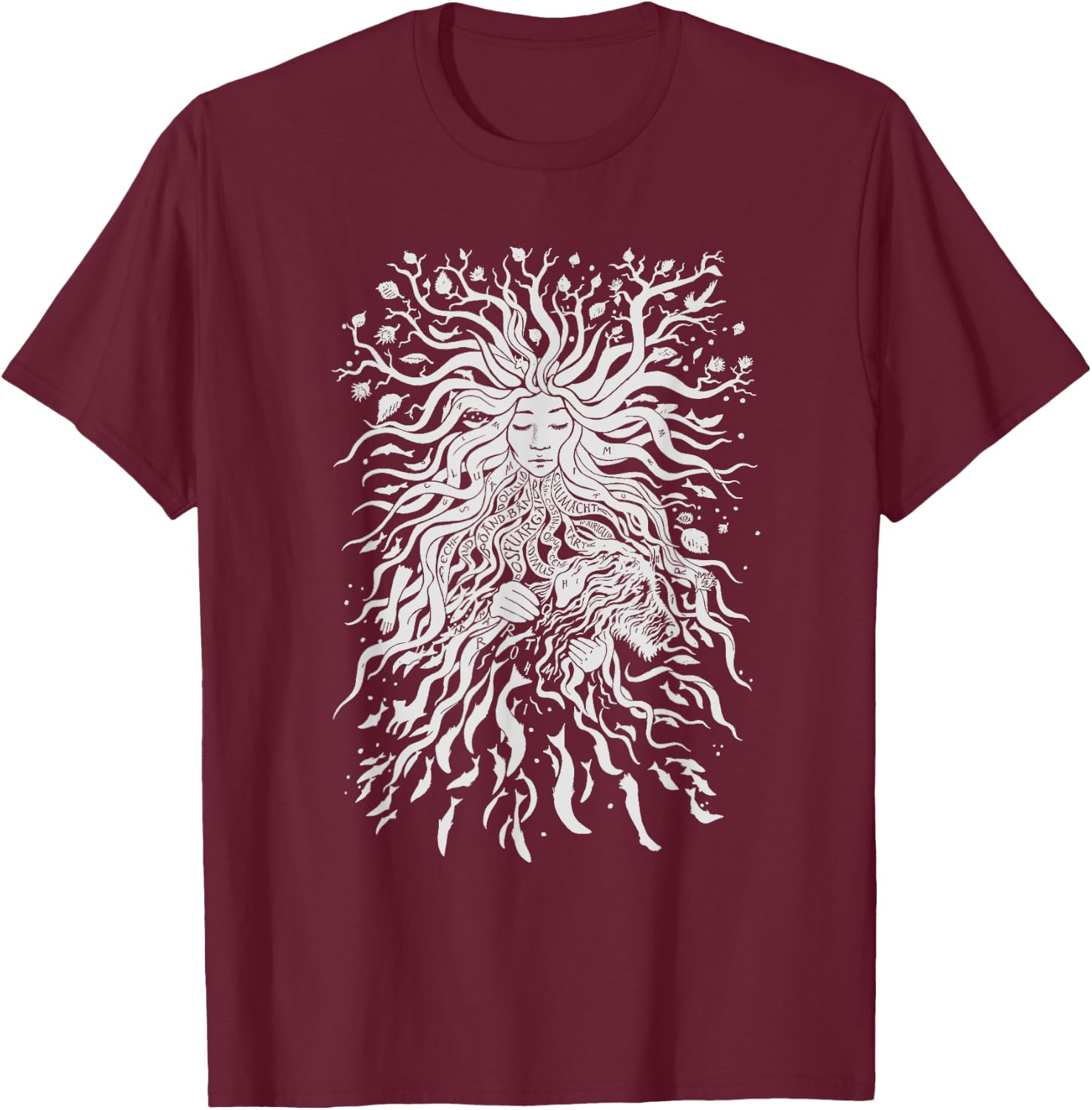 Rebel Goddess t-léine Irish River Boyne Goddess Bóinn T-Shirt - T-Shirt | Maroon