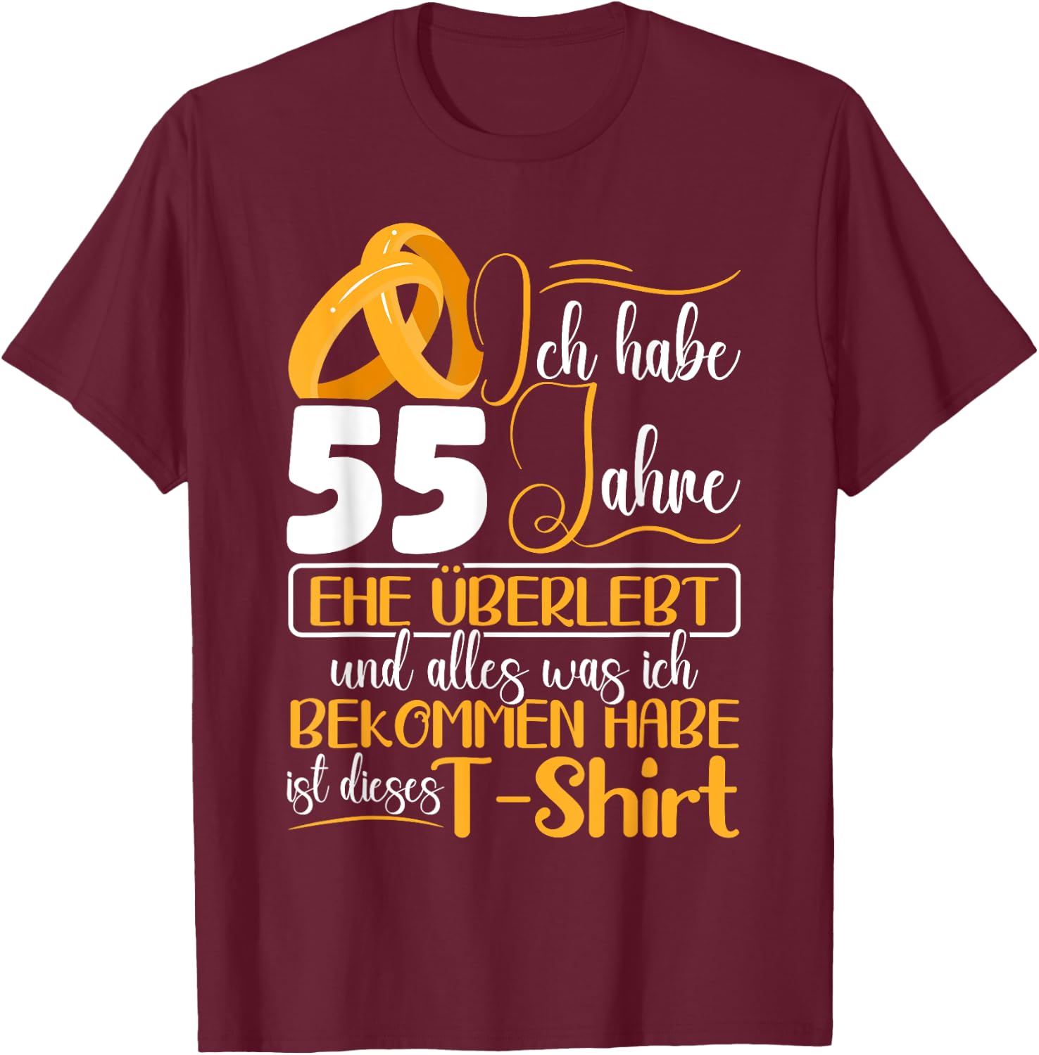 Platinhochzeit 55 Jahre Verheiratet Hochzeitstag T-Shirt - T-Shirt | Maroon