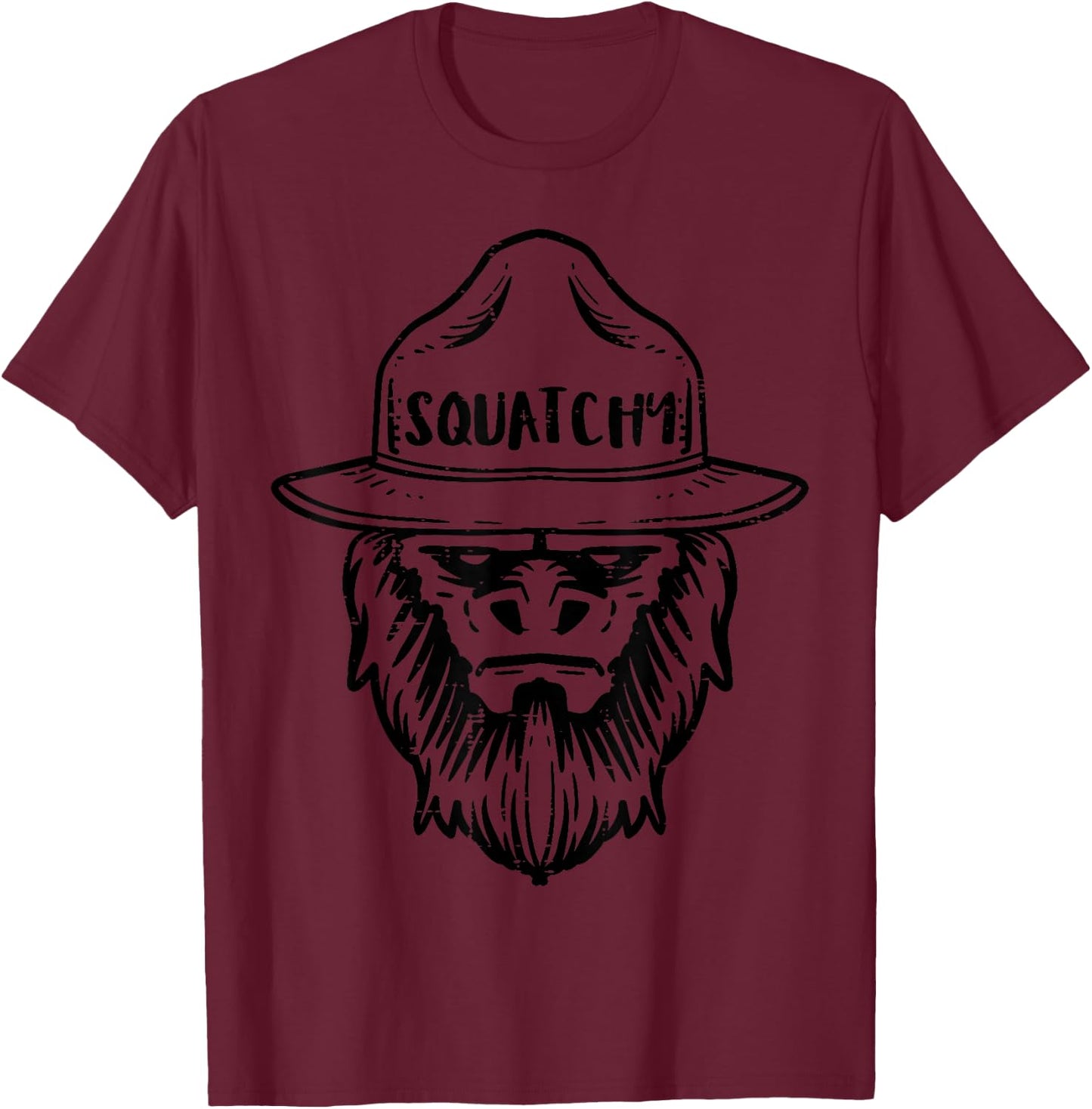 Squatchy Camping Bigfoot Sasquatch Funny Men Women Kids T-Shirt - T-Shirt | Maroon