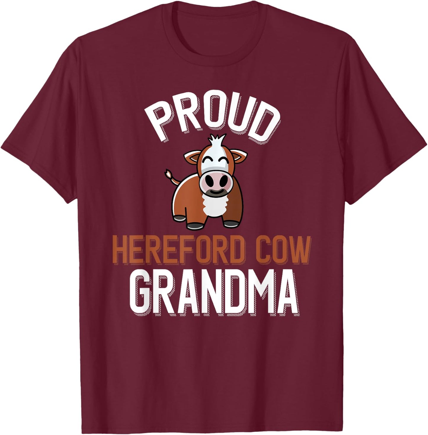 Proud Hereford Cow Grandma T-Shirt - T-Shirt | Maroon