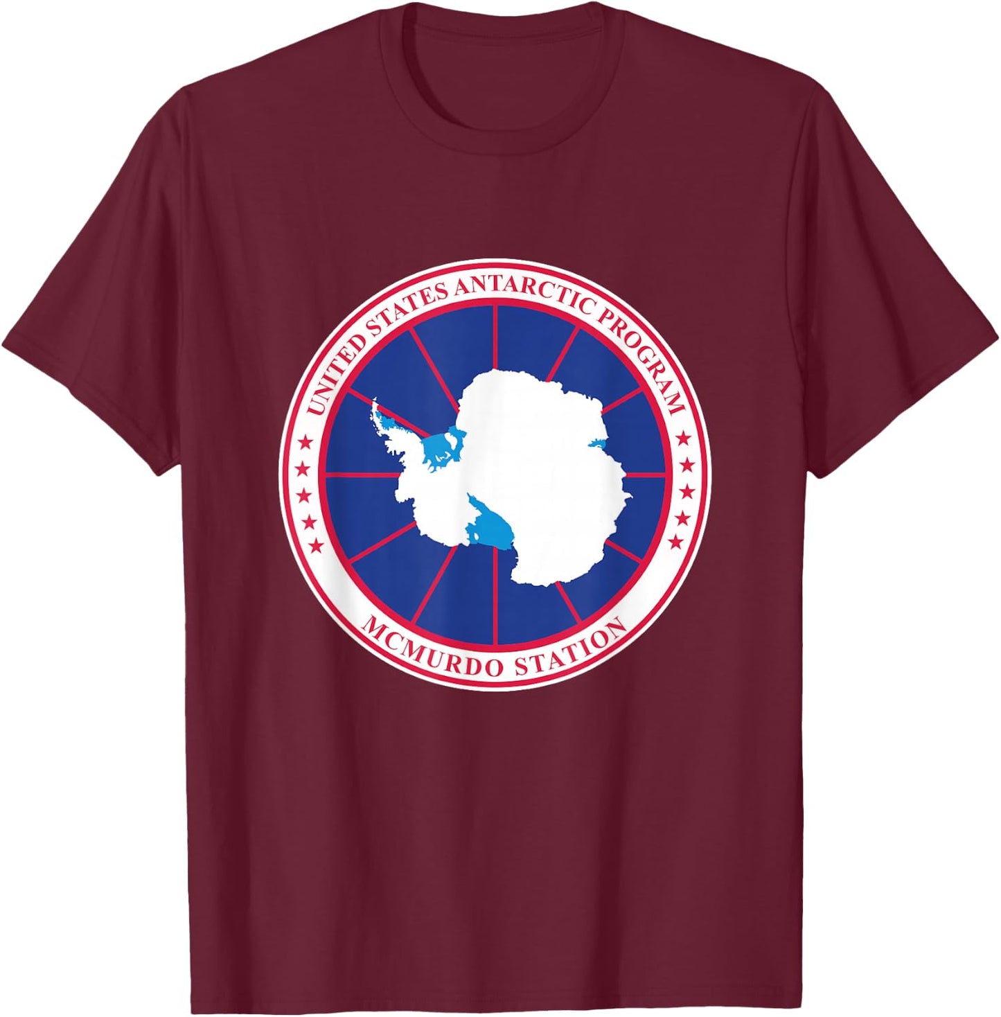 Arctic Circle Patch Men's Black Antarctica T-Shirt - T-Shirt | Maroon