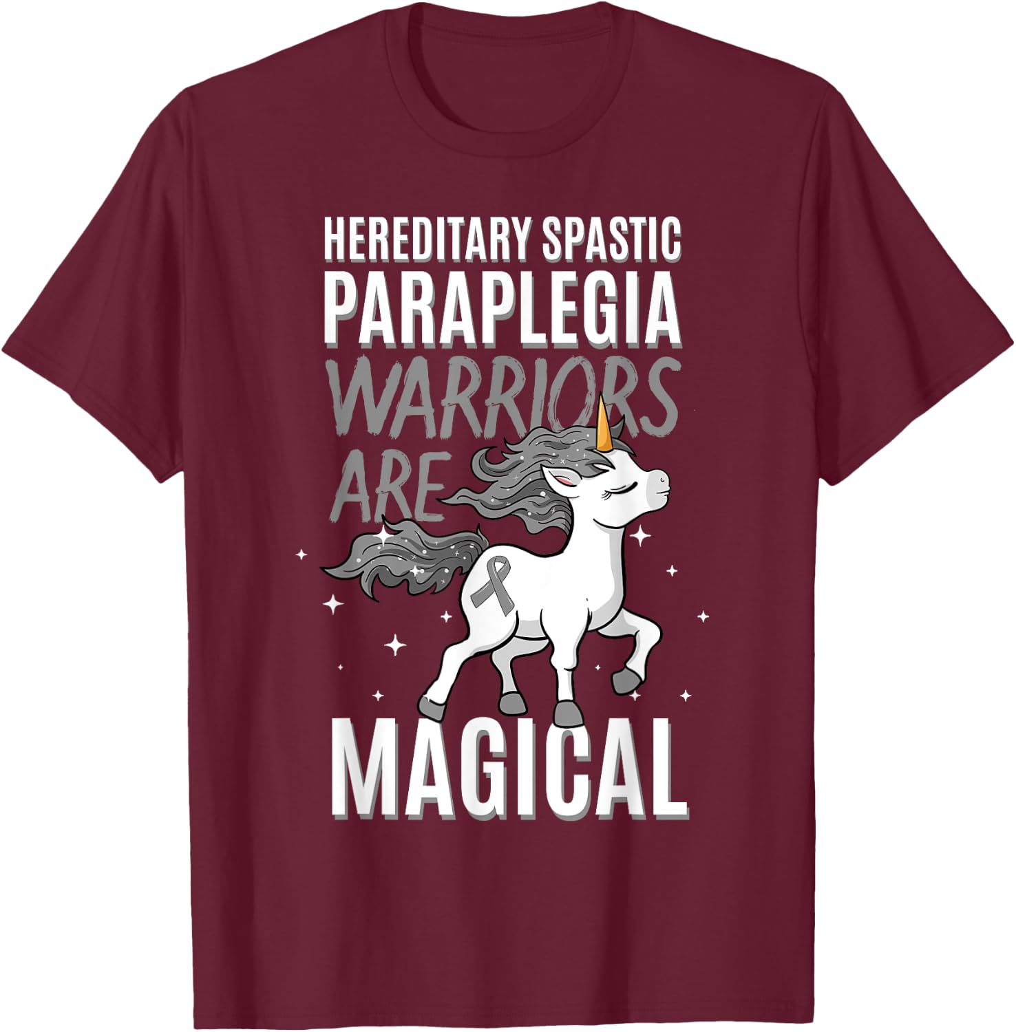 Hereditary Spastic Paraplegia Warrior HSP Awareness Unicorn T-Shirt - T-Shirt | Maroon