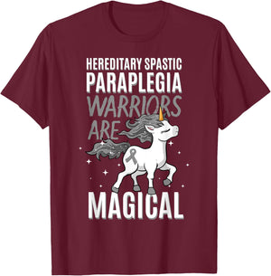 Hereditary Spastic Paraplegia Warrior HSP Awareness Unicorn T-Shirt - T-Shirt | Maroon