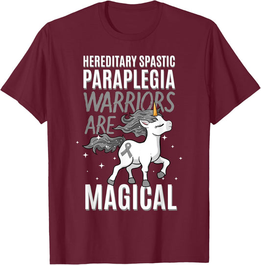 Hereditary Spastic Paraplegia Warrior HSP Awareness Unicorn T-Shirt - T-Shirt | Maroon