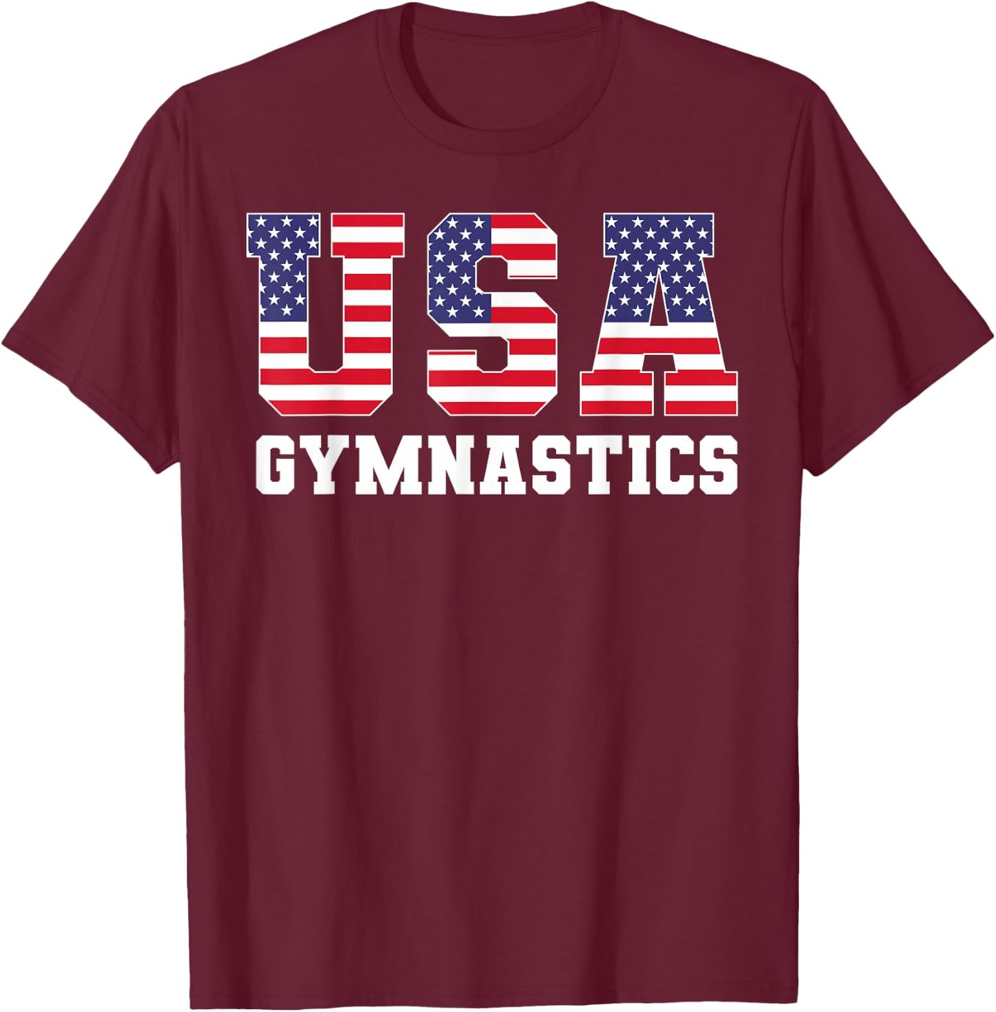 Gymnast Gymnastics USA American Flag 4th of July Girls Boys T-Shirt - T-Shirt | Maroon