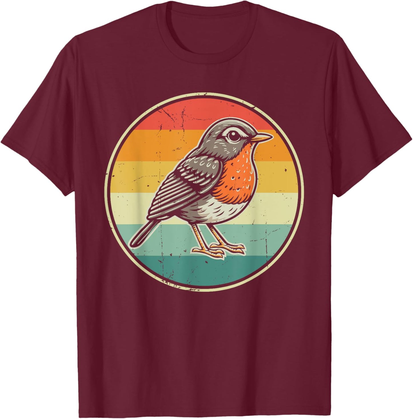American Robin Retro T-Shirt - T-Shirt | Maroon